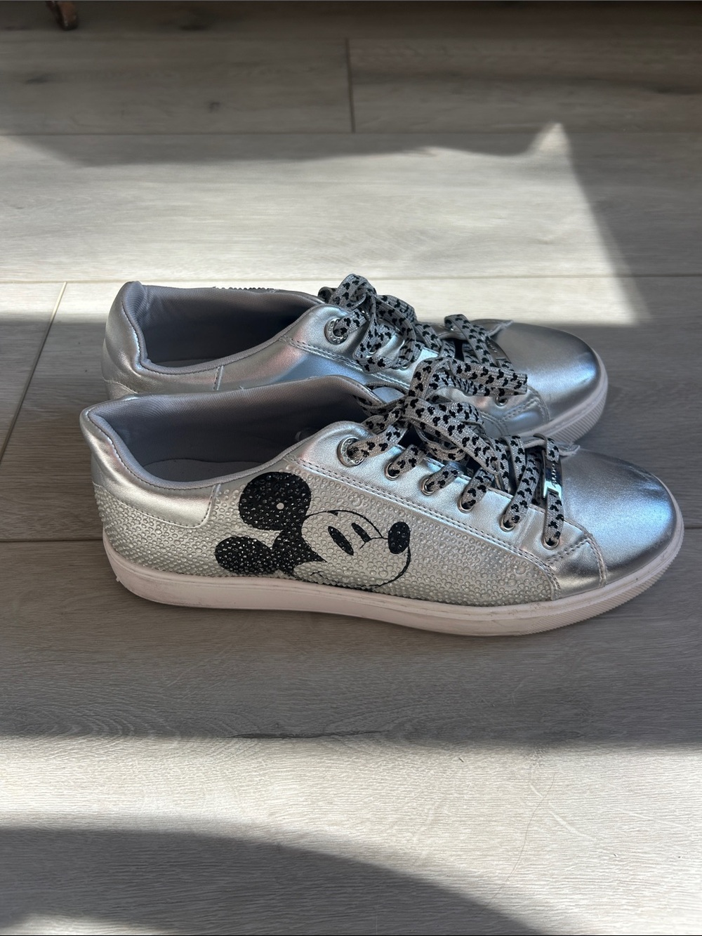 Disney x ALDO Mickey Mouse Silver Sneakers Women’s 10 WORN ONCE